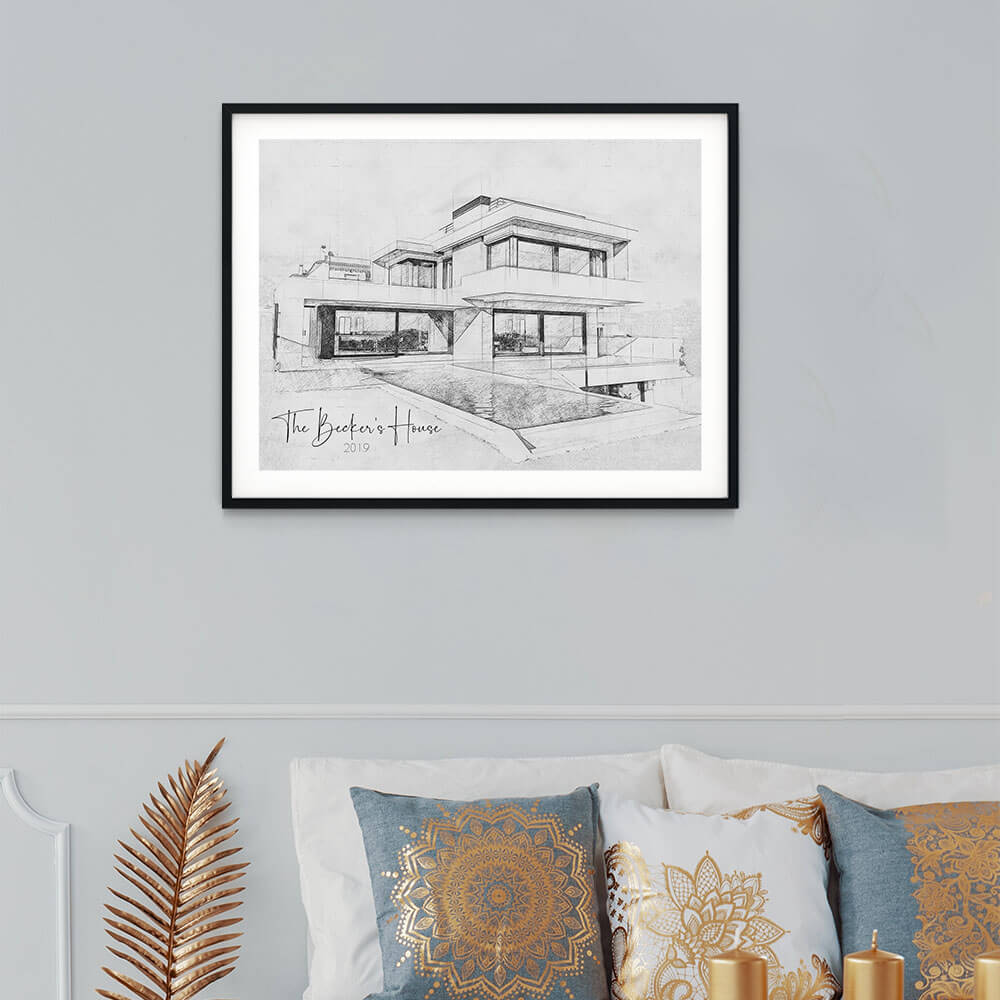 Custom Sketch House Portrait Horizontal 7