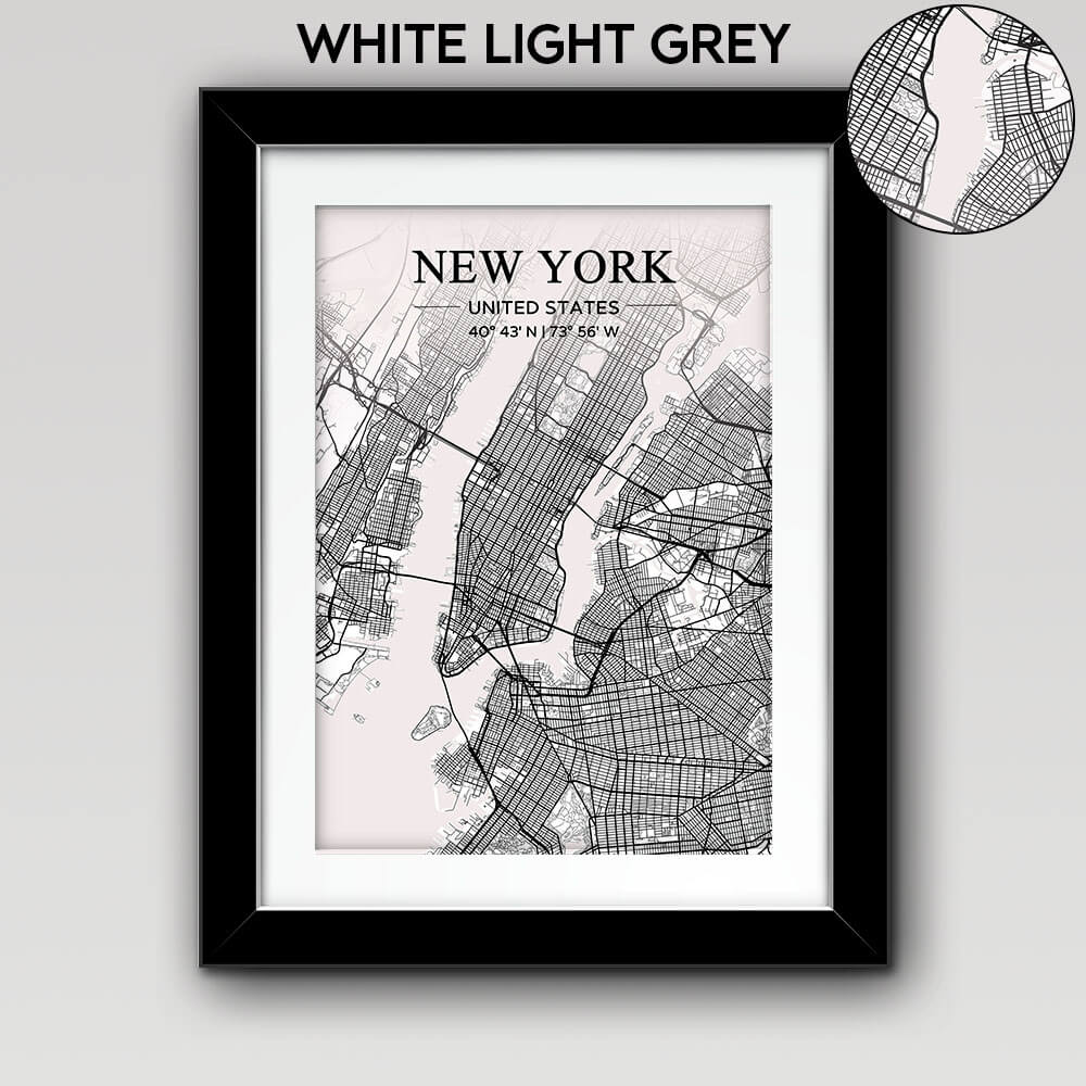 Map of Any City with Text on Top White Light Grey
