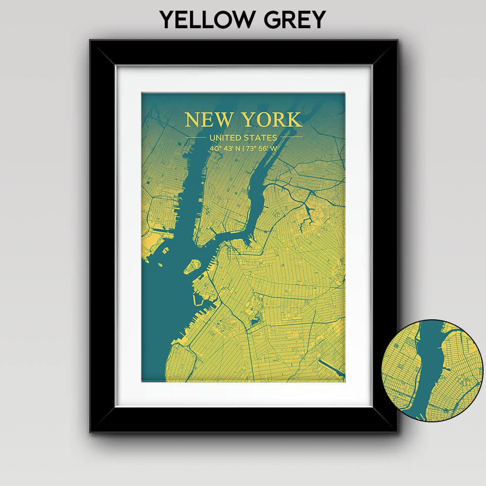 Map of Any City with Text on Top Yellow Grey