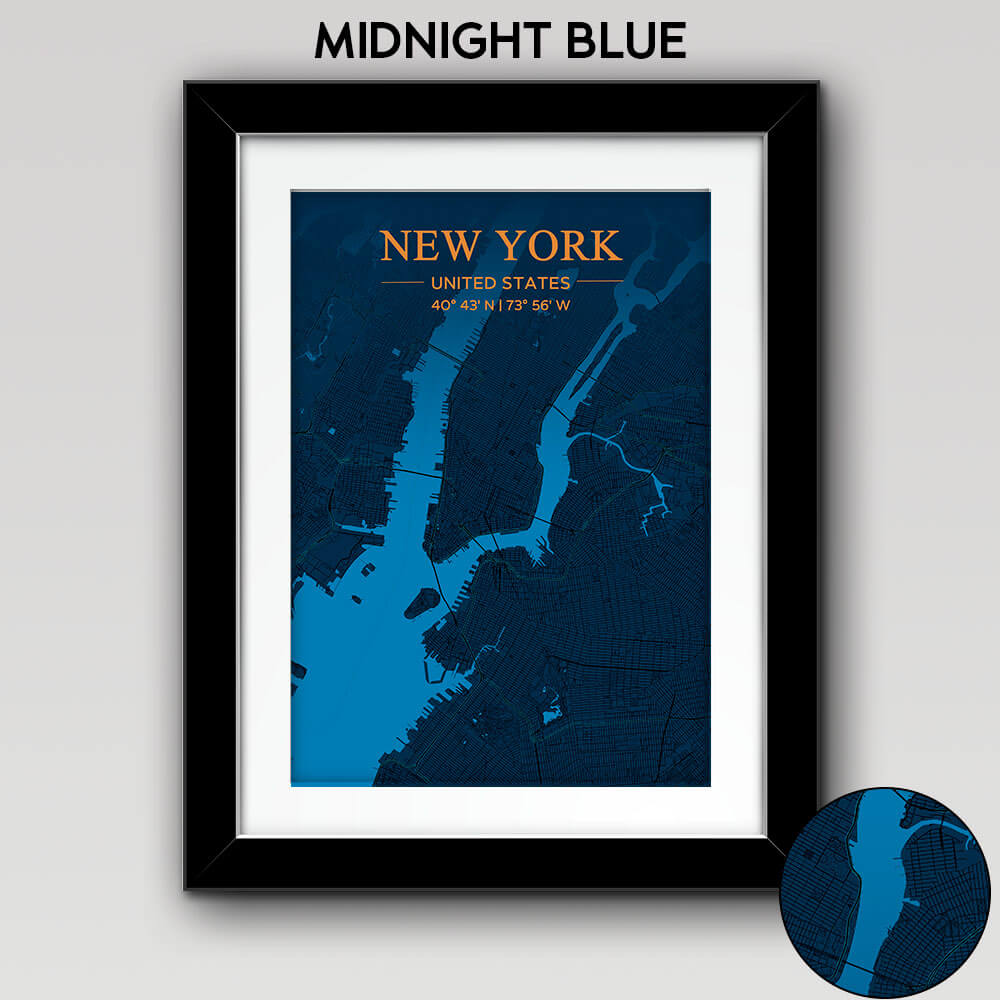 Map of Any City with Text on Top Midnight Blue