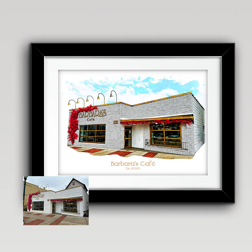 Storefront Illustration Painting From Photo Horizontal 1