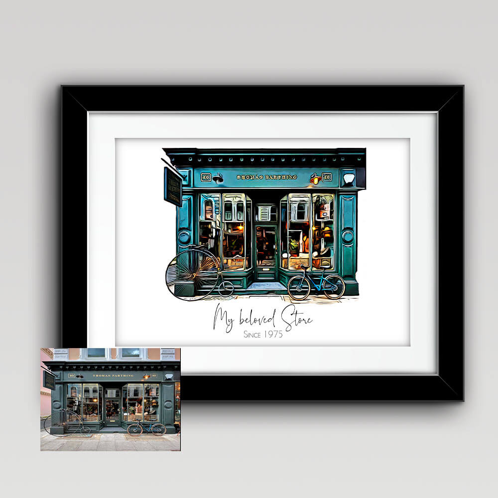 Storefront Illustration Painting From Photo Horizontal 5