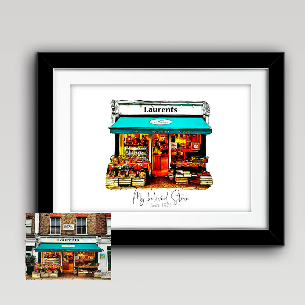 Storefront Illustration Painting From Photo Horizontal 6