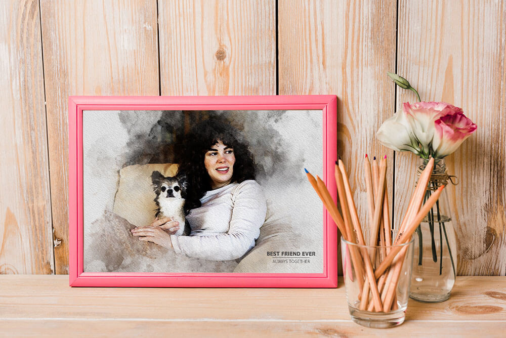 Frame of a woman and her dog