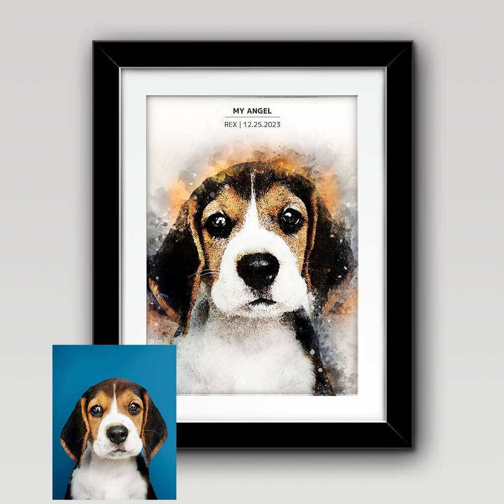 Watercolor Pet Portrait from Photo Vertical 6